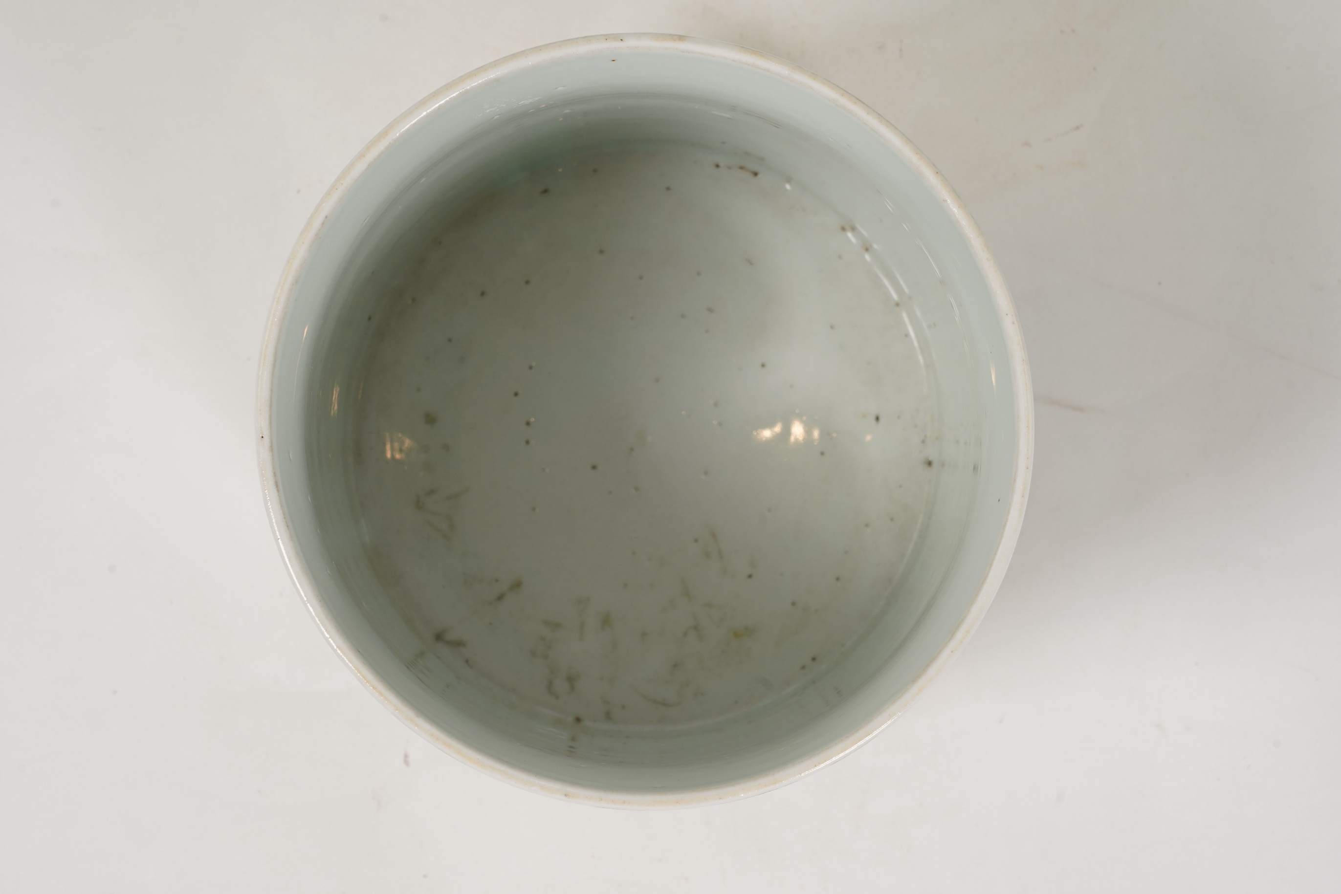 A Chinese famille verte brush pot
